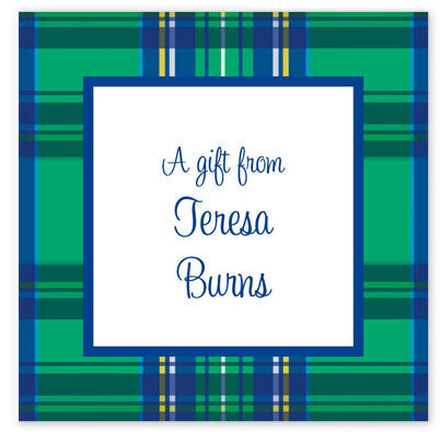 Green Plaid Square Gift Stickers